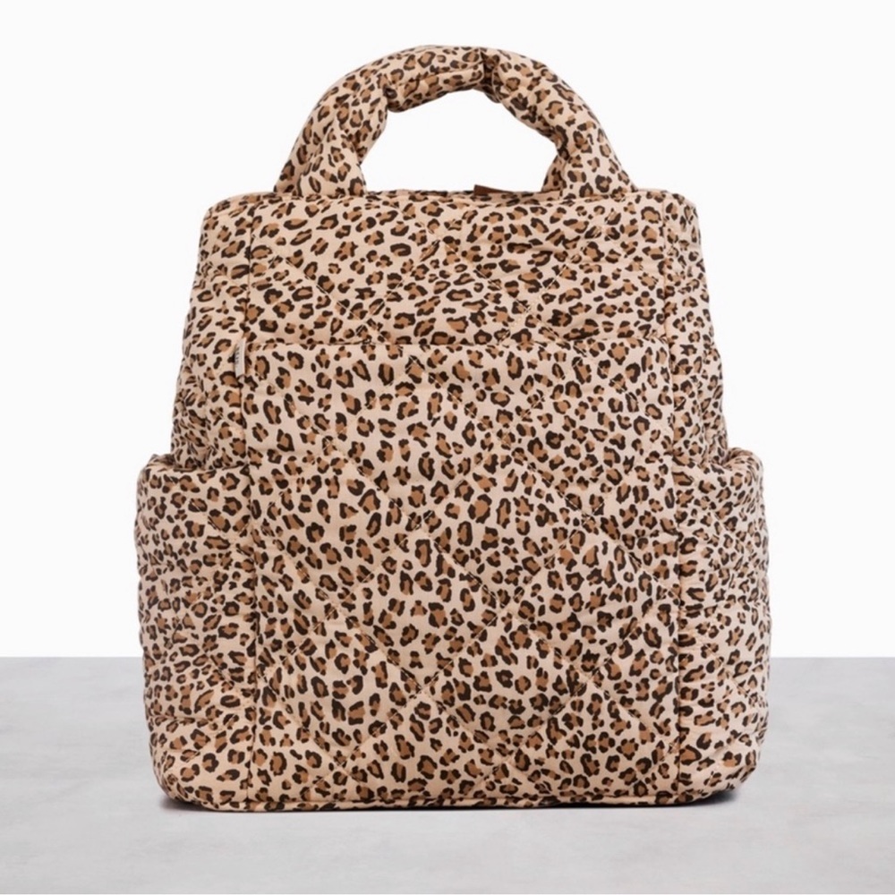 NEW BEIS x Elsa Hosk Leopard Print Quilted Backpack Tote Wild Child